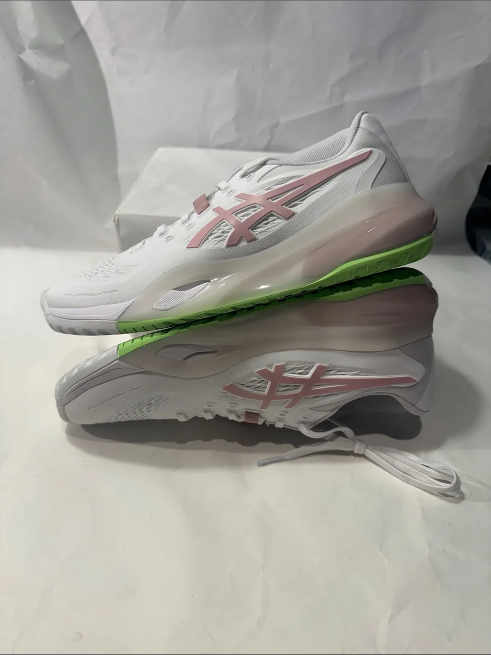 ASICS GEL-Resolution X Women’s 9 Tennis Shoes White Pink Green NEW